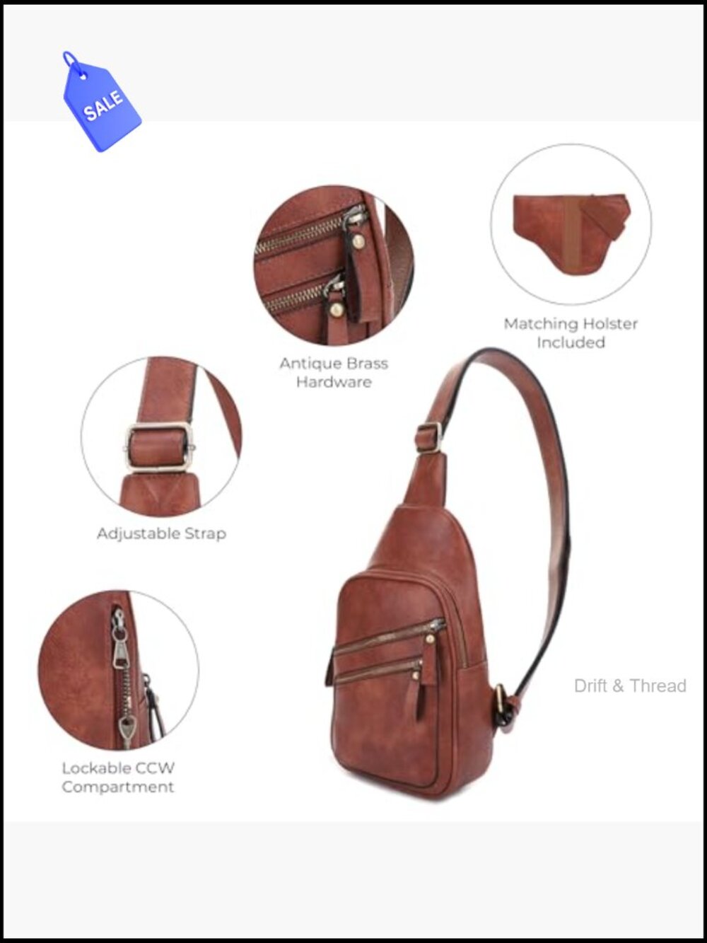 Unisex Multi-Pocket Concealed Carry Sling Bag Crossbody Backpack - Picture 6 of 6